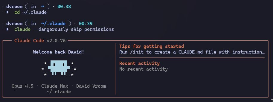 Launch Claude Code in ~/.claude